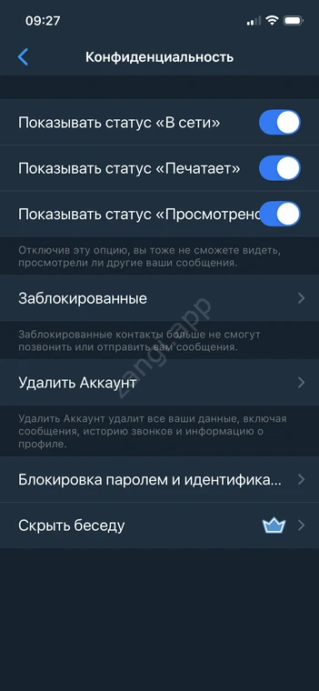 Настройки конфиденциальности