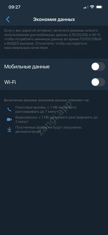 Настройки экономии данных